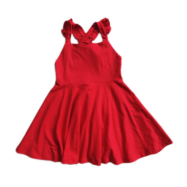 Rochie de damă modernă pentru copii, model croiat în verde și roșu