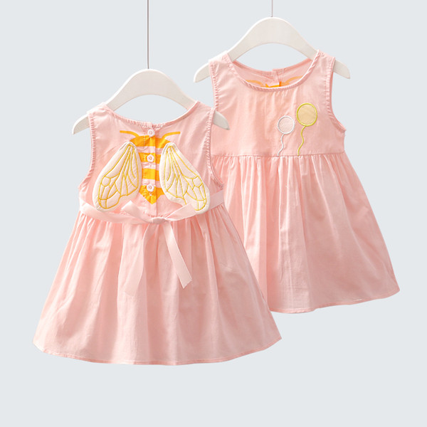 NOU Rochie de vara pentru copii din bumbac cu motiv 3D pe spate in doua culori