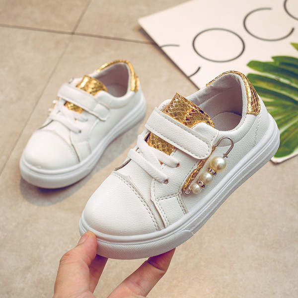 Pantofi sport copii cu velcro si perle pentru fete in mai multe culori