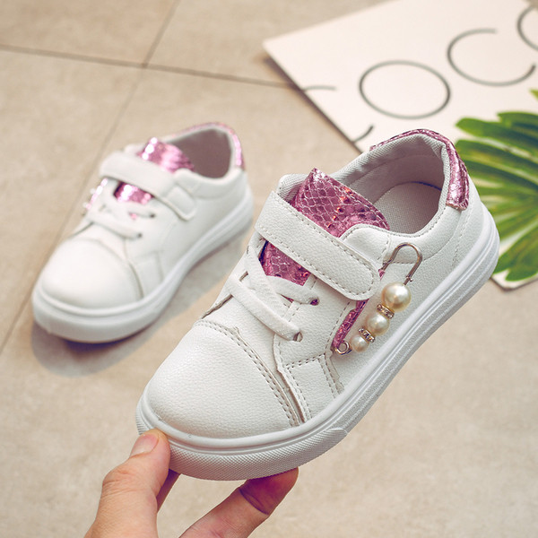 Pantofi sport copii cu velcro si perle pentru fete in mai multe culori