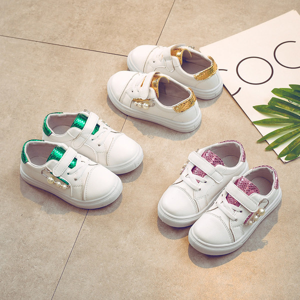 Pantofi sport copii cu velcro si perle pentru fete in mai multe culori