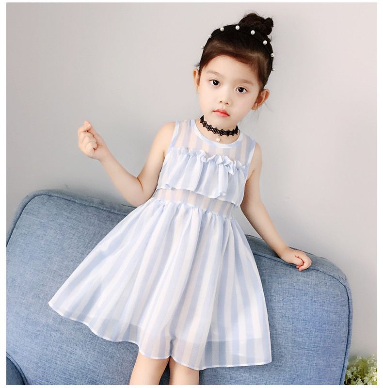 Rochie de vara din sifon pentru copii de culoare albastra