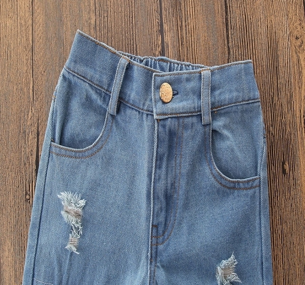 Set copii pentru fete, inclusiv blugi și o bluză cu imprimeu leopard