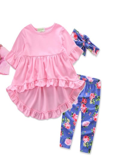 Set copii pentru fete incluzând jambiere și o bluză cu mâneci scurte în mai multe culori
