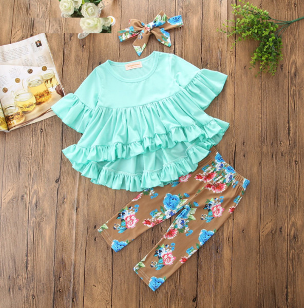Set copii pentru fete incluzând jambiere și o bluză cu mâneci scurte în mai multe culori