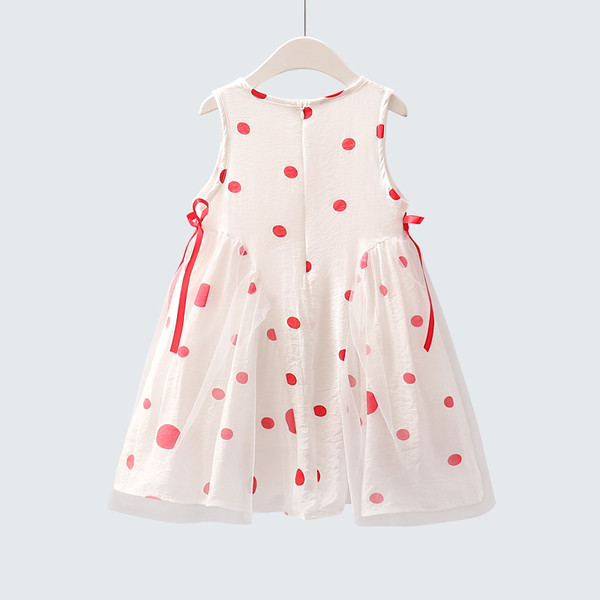 Ефирна детска рокля на точки  в два цвята 