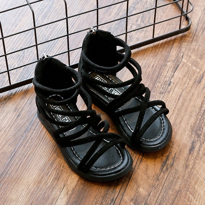 Sandale casual pentru copii pentru o fata in negru, maro si roz