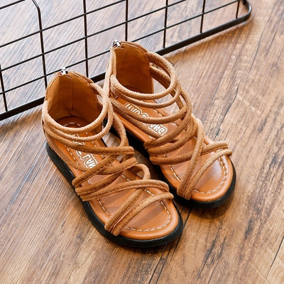 Sandale casual pentru copii pentru o fata in negru, maro si roz