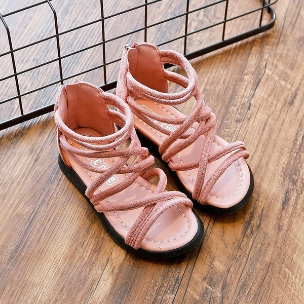 Sandale casual pentru copii pentru o fata in negru, maro si roz