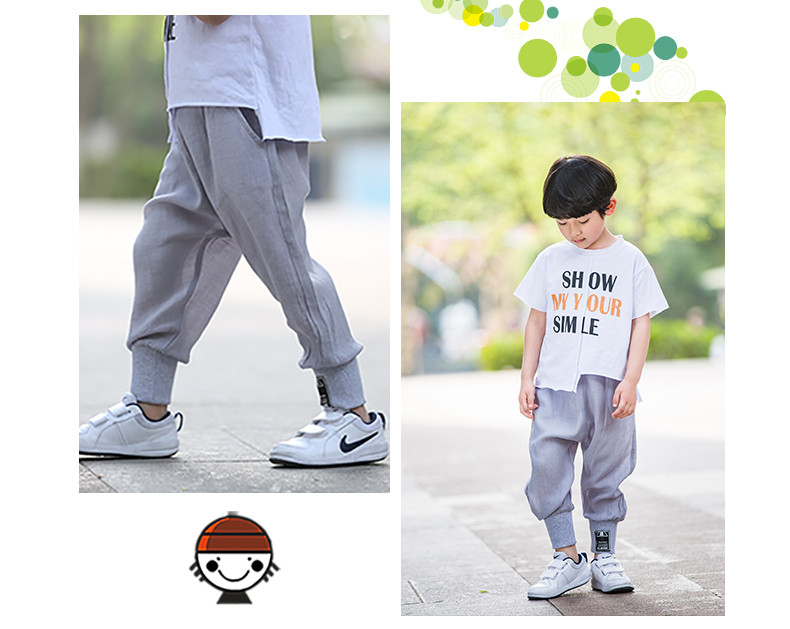 Pantaloni de vara copii in doua culori model lat