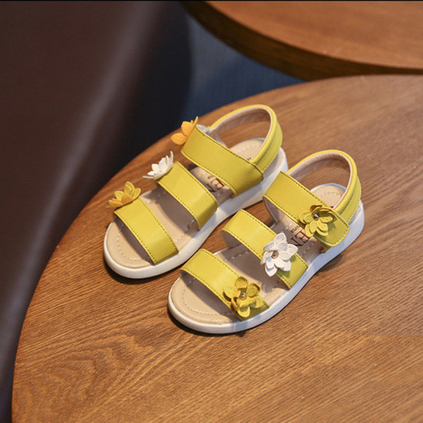 Sandale copii pentru fata cu decor floral in trei culori