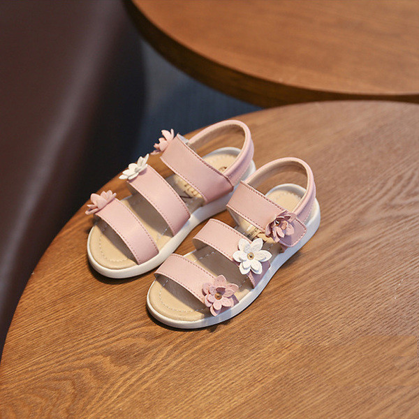 Sandale copii pentru fata cu decor floral in trei culori