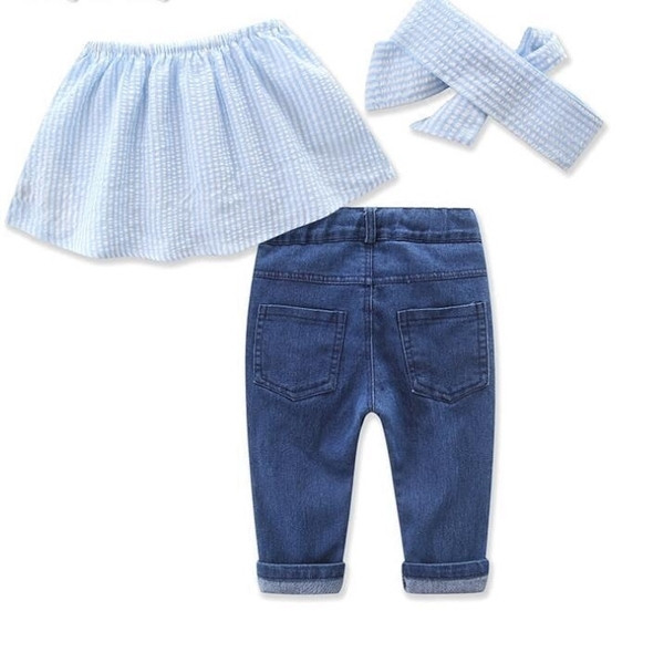 Set copii pentru fete, inclusiv blugi, bluză și bandă de păr
