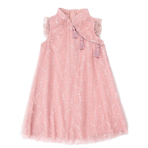 Rochie copii model lat in roz si verde