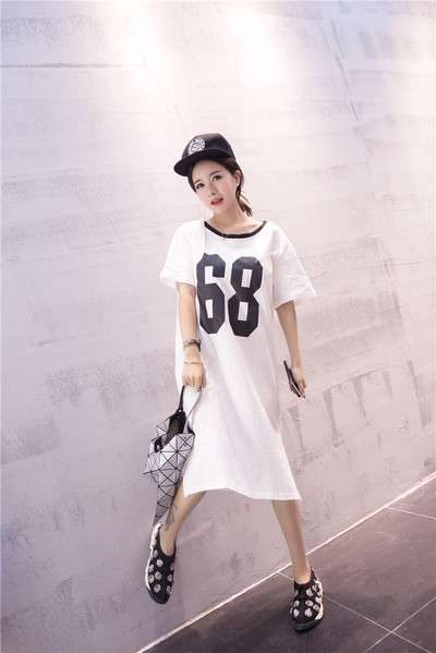 Дамска туника с миди дължина с къс ръкав 68