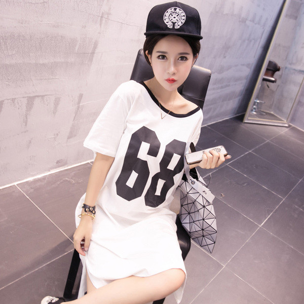 Дамска туника с миди дължина с къс ръкав 68