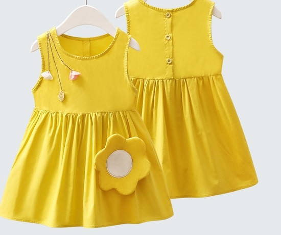 Rochie de vara proaspata pentru copii croiat model cu efect 3D in doua culori