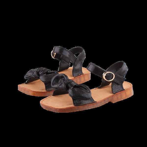 Sandale pentru copii pentru o fata cu panglica in negru si auriu