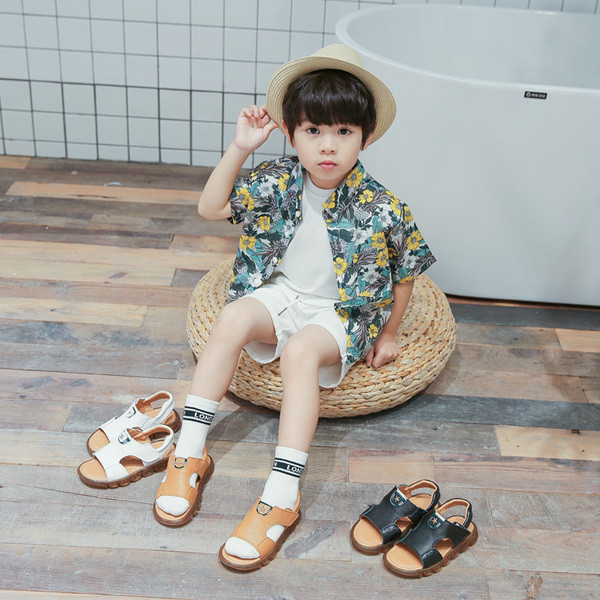 Sandale casual copii pentru un baiat din piele ecologica in trei culori