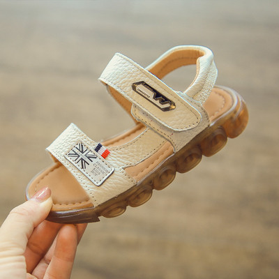 Sandale copii pentru un baiat in alb, negru si maro