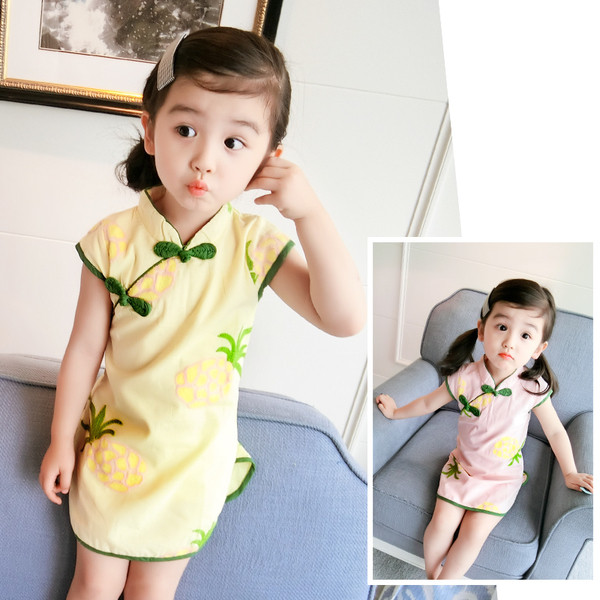 Rochie pentru copii cu broderie colorata in mai multe culori