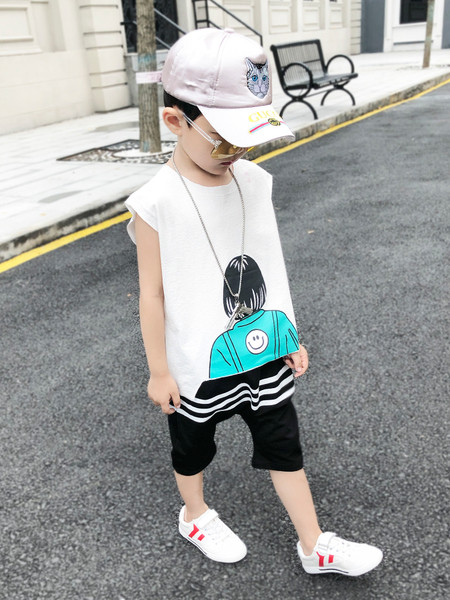 Set copii - maiou cu imprimeu si pantaloni 3/4