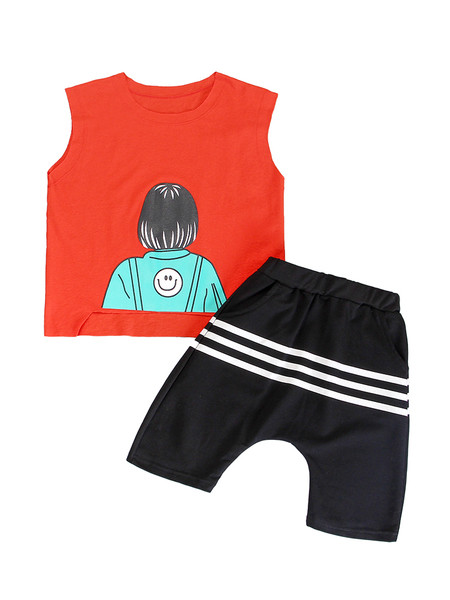 Set copii - maiou cu imprimeu si pantaloni 3/4