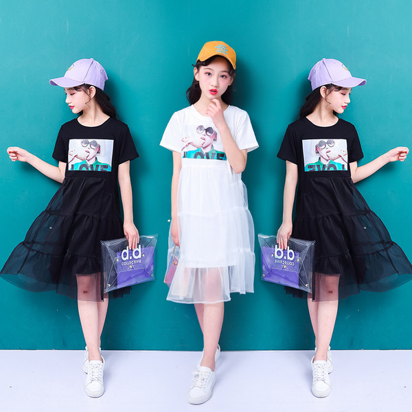 Rochie casual pentru copii cu aplicatie si tul in mai multe culori