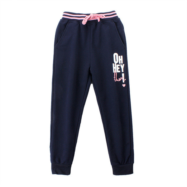 Pantaloni sport copii cu imprimeu si cravate pentru fete