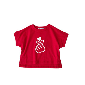 Παιδικό μπλουζάκι για κορίτσια σε δύο χρώματα με κολάρο και εκτύπωση σε σχήμα Ο