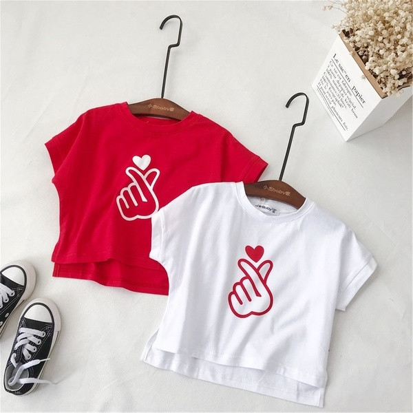 Tricou pentru fete pentru copii in doua culori cu guler si imprimeu in forma de O