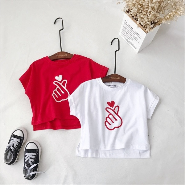 Tricou pentru fete pentru copii in doua culori cu guler si imprimeu in forma de O