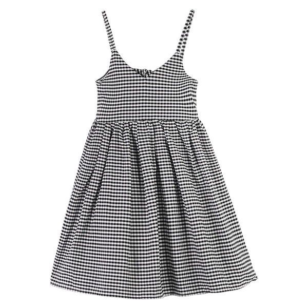 HIT Rochie pentru copii in carouri cu bretele subtiri si panglica pe spate