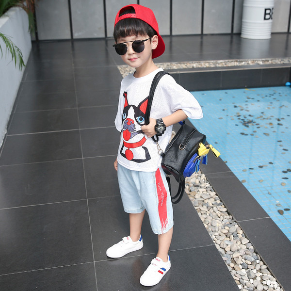 Set copii model larg - Tricou cu animal print si blugi 3/4