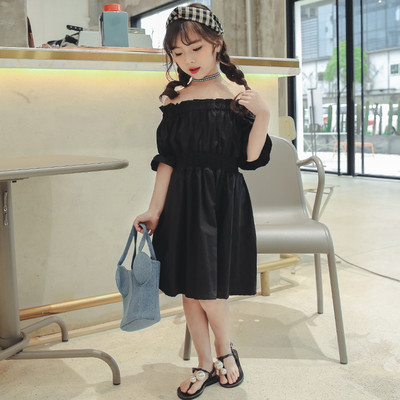 Rochie pentru copii cu maneci cazute si talie elastica in mai multe culori