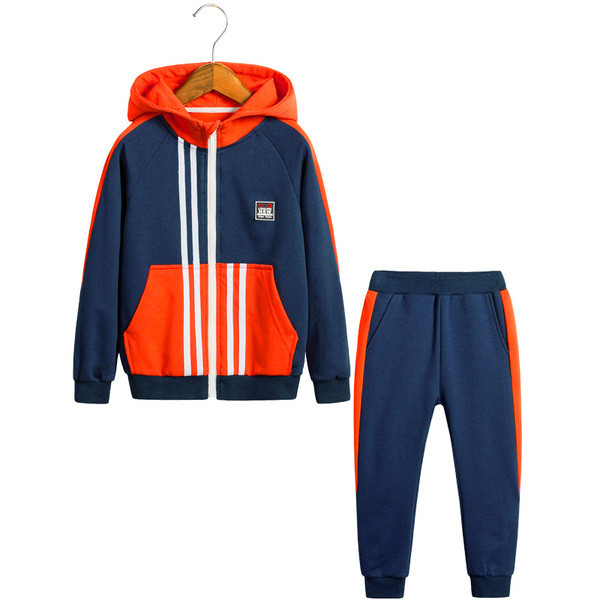 Set trening sport pentru baieti - top cu gluga si pantaloni lungi