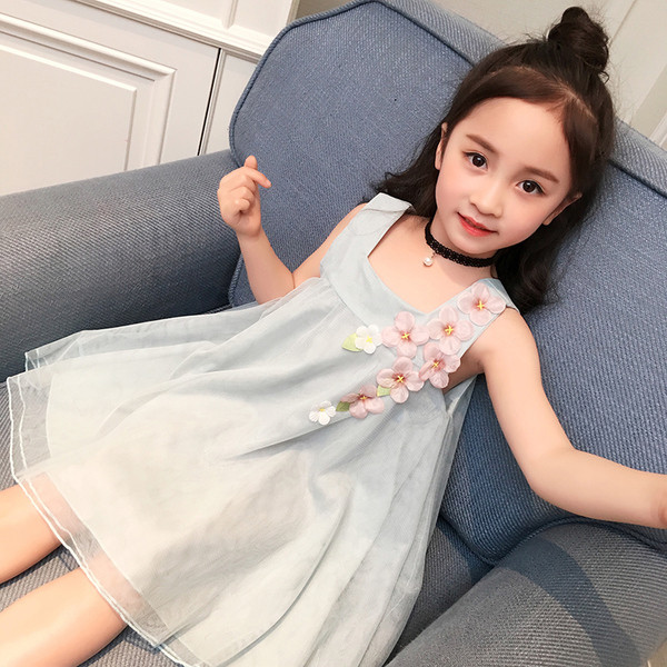 NOU Rochie copii model lat cu motive florale in trei culori