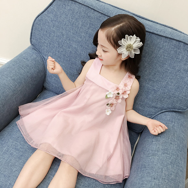 NOU Rochie copii model lat cu motive florale in trei culori