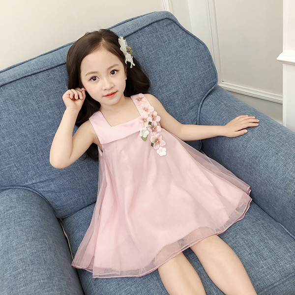 NOU Rochie copii model lat cu motive florale in trei culori