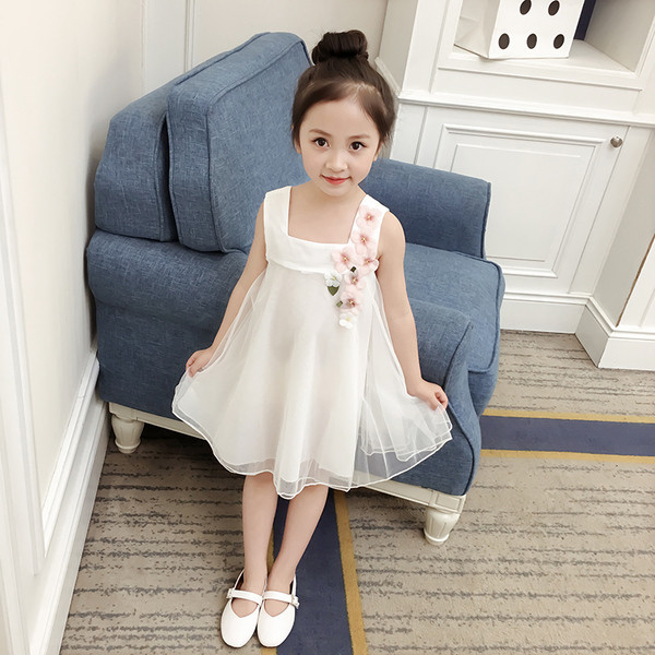 NOU Rochie copii model lat cu motive florale in trei culori