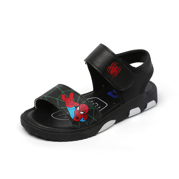 Sandale pentru copii pentru baieti cu aplicatie in alb, negru si rosu