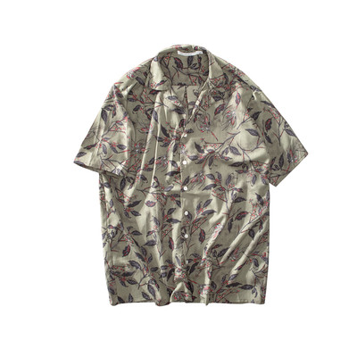 Cămașă pentru bărbați cu mânecă scurtă cu motiv floral în două culori