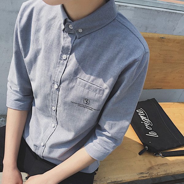 Cămașă casual bărbătească cu mâneci 3/4 în mai multe culori