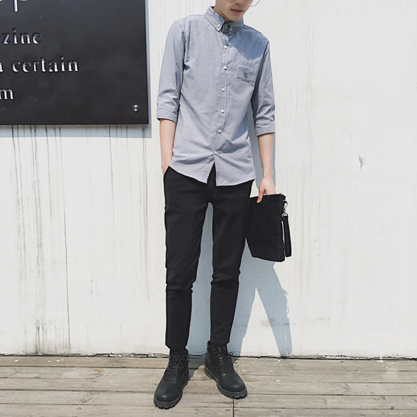 Cămașă casual bărbătească cu mâneci 3/4 în mai multe culori