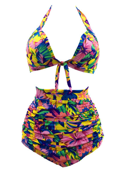 Бански костюм за дамите от две части с флорални мотиви