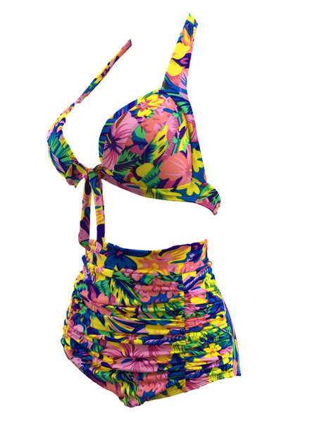 Бански костюм за дамите от две части с флорални мотиви