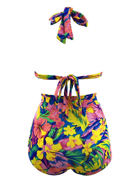 Бански костюм за дамите от две части с флорални мотиви