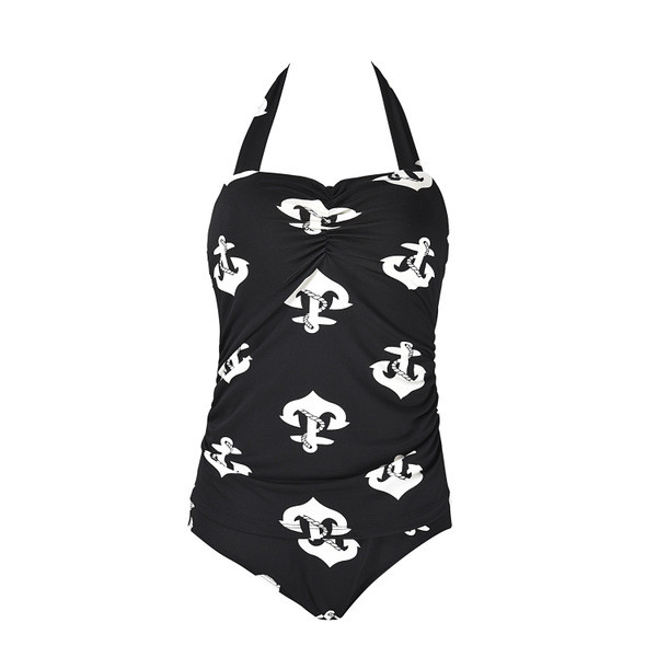 Costum de baie complet pentru doamne cu aplicație de ancoră în trei culori