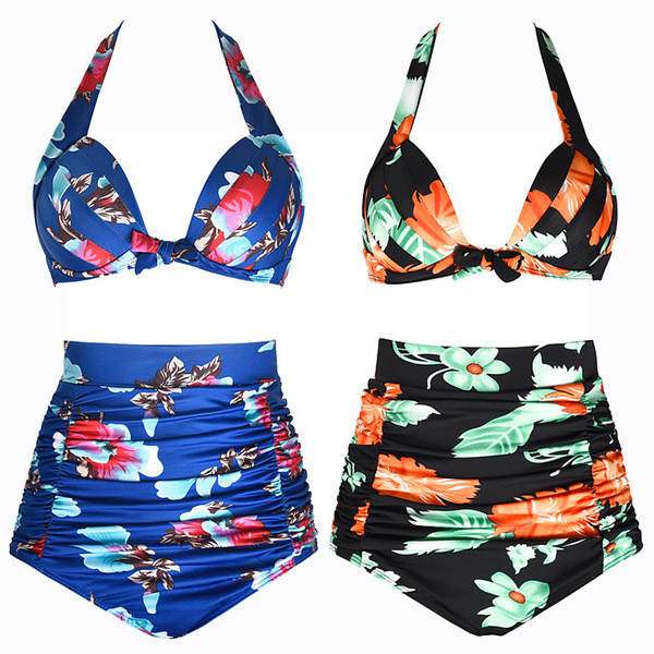 Бански за дамите от две части с флорални мотиви