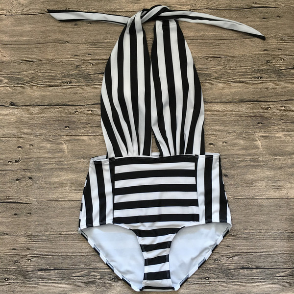 NOU costum de baie cu dungi întregi pentru femei